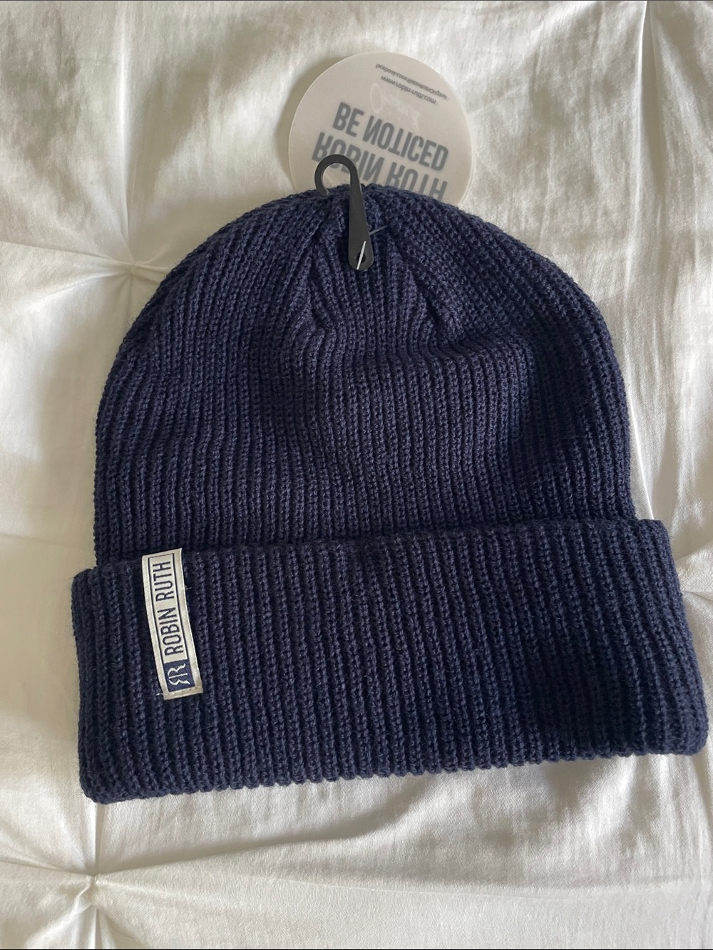 Robin Ruth Navy Ribbed Knit Beanie - Picture 2 of 6